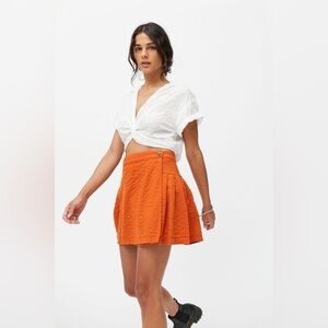 Urban Outfitters Seersucker Wrap Orange Skirt Size M